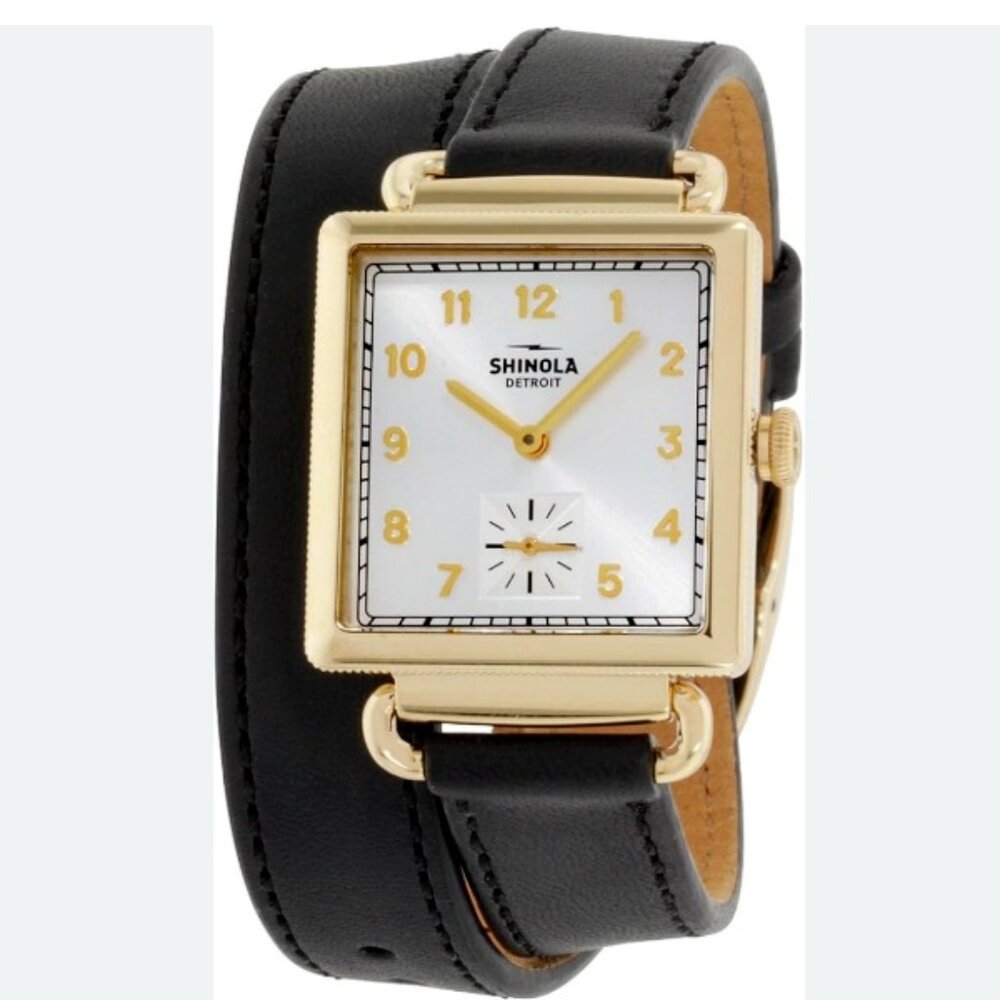SHINOLA Gold Cass Watch - Dbl Leather Strap PERFECT CONDITION